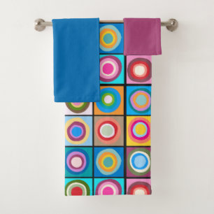 Kandinsky-geïnspireerde cirkels bad handdoek