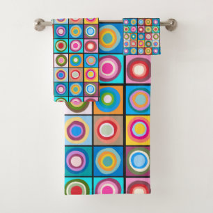 Kandinsky-geïnspireerde cirkels bad handdoek