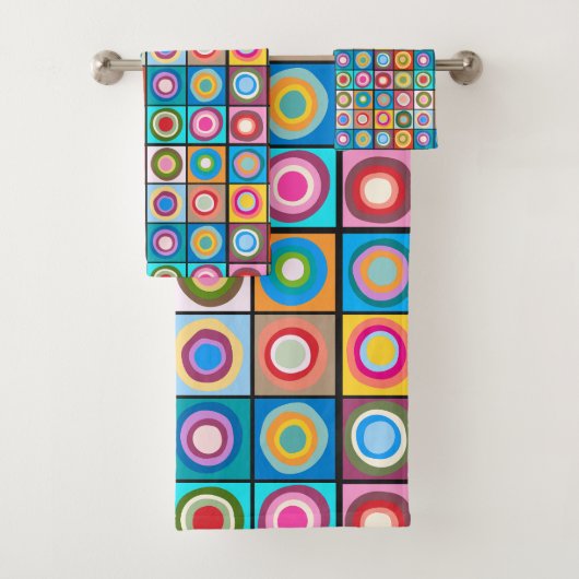 Kandinsky-geïnspireerde cirkels bad handdoek (Insitu)
