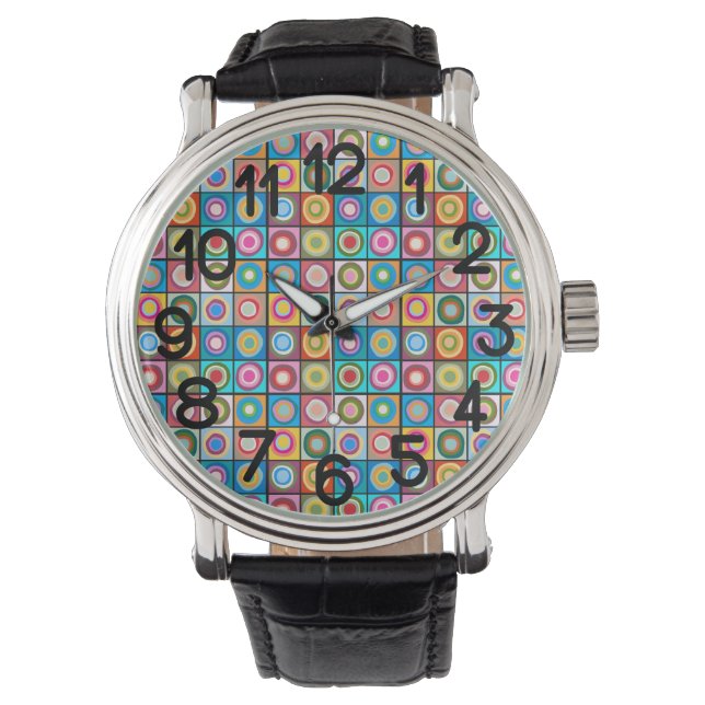 Kandinsky-geïnspireerde cirkels horloge (Voorkant)