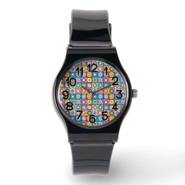 Kandinsky-geïnspireerde cirkels horloge (Voorkant)