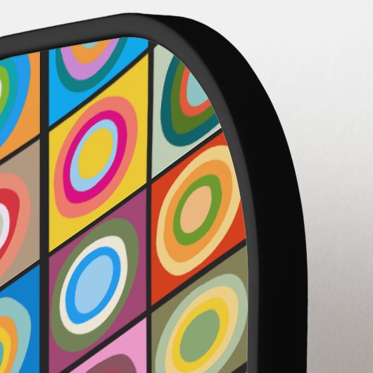 Kandinsky-geïnspireerde cirkels pickleball paddle (Links Detail)