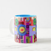 Kandinsky Geïnspireerde digitale tekening nr. 1 Tweekleurige Koffiemok (Voorkant links)