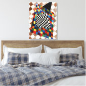 Kandinsky - Geruit, kleurrijk schilderij, Canvas Afdruk (Insitu (Slaapkamer))