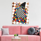 Kandinsky - Geruit, kleurrijk schilderij, Canvas Afdruk (Insitu (Woonkamer))