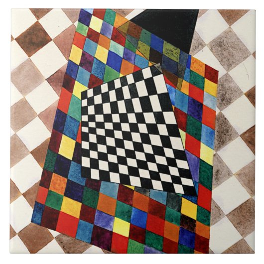 Kandinsky - Geruite, kleurrijke abstracte kunst, Tegeltje (Voorkant)