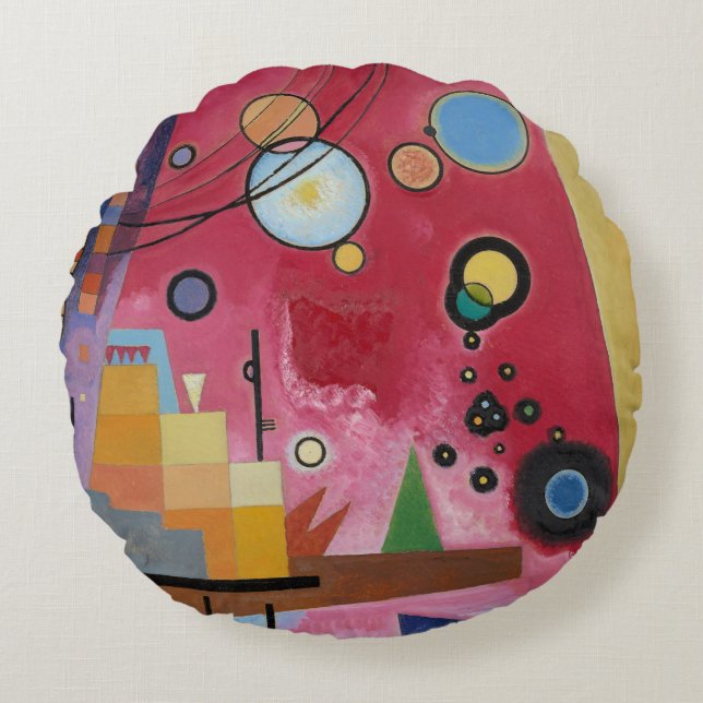 Kandinsky - Heavy Red Rond Kussen (Voorkant)