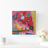 Kandinsky - Heavy Red Vierkante Klok (Huis)