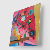 Kandinsky - Heavy Red Vierkante Klok (Hoek)
