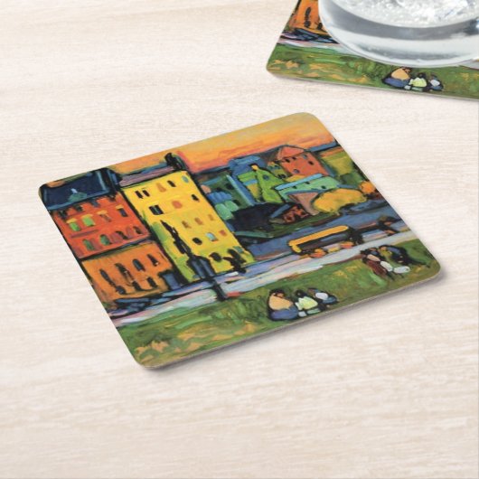 Kandinsky - Houses in München, Kartonnen Onderzetters (Schuin)