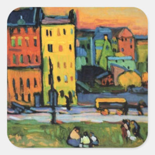 Kandinsky - Houses in München, Vierkante Sticker