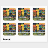 Kandinsky - Houses in München, Vierkante Sticker (Vel)