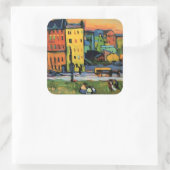 Kandinsky - Houses in München, Vierkante Sticker (Tas)