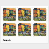 Kandinsky - Huizen in München, Vierkante Sticker (Vel)