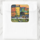 Kandinsky - Huizen in München, Vierkante Sticker (Tas)