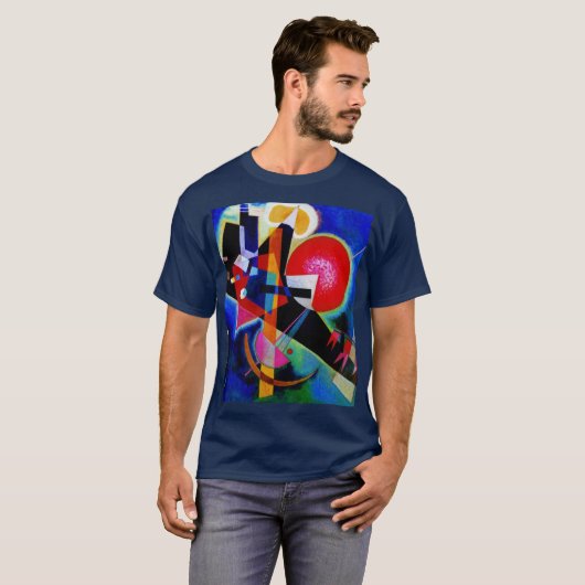 Kandinsky in Blue Abstract Painting Navy Blue T-shirt (Voorkant volledig)
