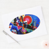 Kandinsky in Blue Abstract Painting Ovale Sticker (Envelop)