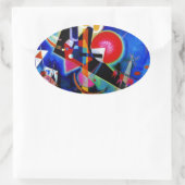 Kandinsky in Blue Abstract Painting Ovale Sticker (Tas)