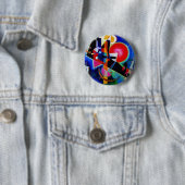 Kandinsky in Blue Abstract Painting Ronde Button 5,7 Cm (In situ)