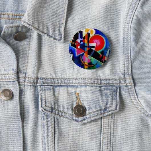 Kandinsky in Blue Abstract Painting Ronde Button 5,7 Cm (In situ)