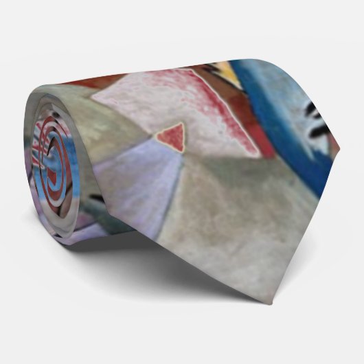 Kandinsky in Gray Abstract Artwork Maroon Stropdas (Opgerold)