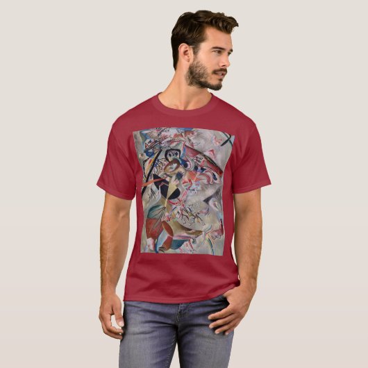 Kandinsky in Gray Abstract Artwork Maroon T-shirt (Voorkant volledig)