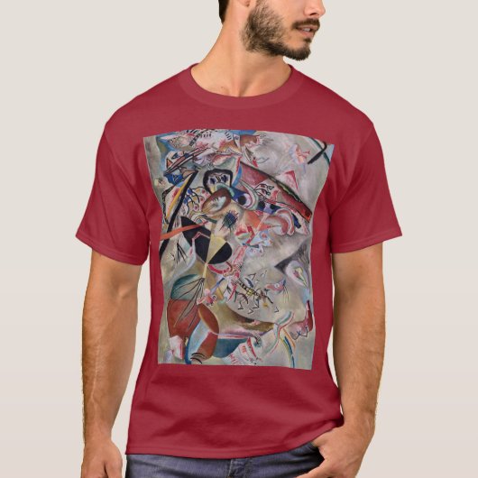 Kandinsky in Gray Abstract Artwork Maroon T-shirt (Voorkant)