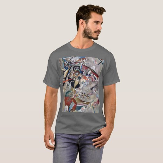 Kandinsky in grijs Abstract kunstwerk donkergrijs T-shirt (Voorkant volledig)