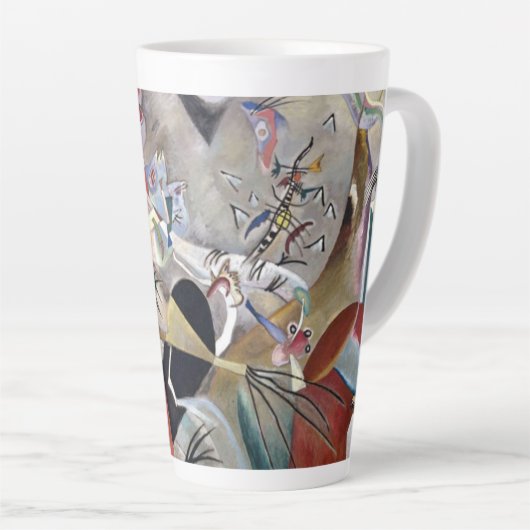 Kandinsky in grijs Abstract kunstwerk Latte Mok (Rechterhoek)