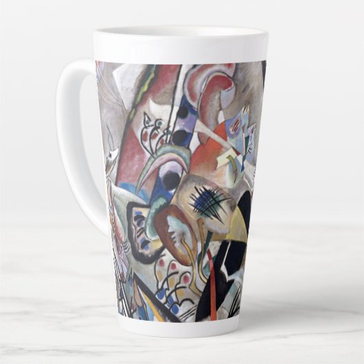 Kandinsky in grijs Abstract kunstwerk Latte Mok (Linkerhoek)