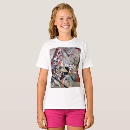 Kandinsky in grijs Abstract kunstwerk T-shirt (Voorkant volledig)