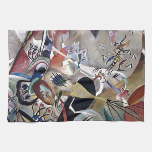 Kandinsky in het Abstracte grijze kunstwerk Theedoek (Horizontaal)