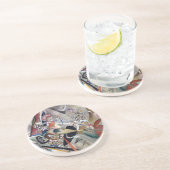 Kandinsky in het Abstracte grijze kunstwerk Zandsteen Onderzetter (Zijkant)