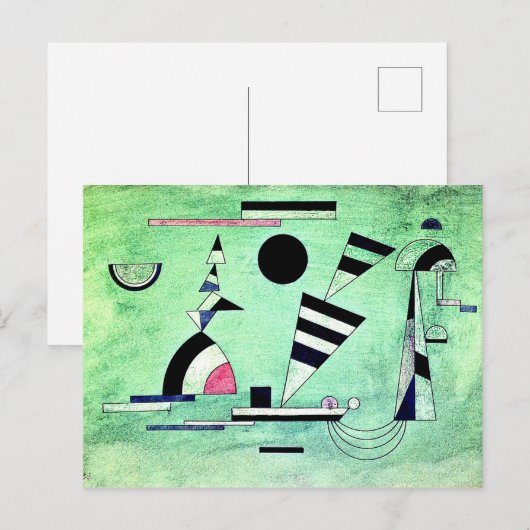 Kandinsky - Ingedompeld in Groene, populaire kunst Briefkaart (Voorkant / Achterkant)