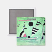 Kandinsky - Ingedompeld in Groene, populaire kunst Magneet (Voorkant / Achterkant)