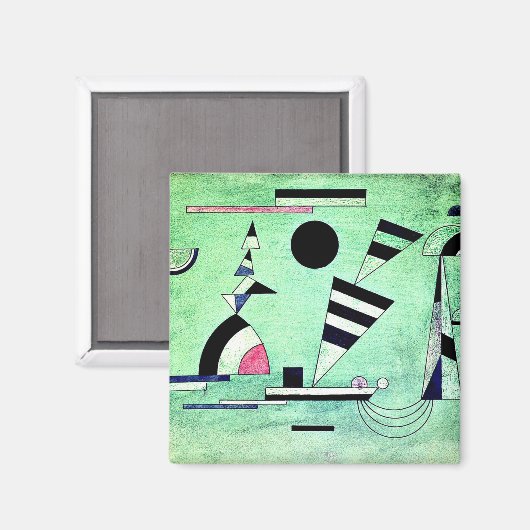 Kandinsky - Ingedompeld in Groene, populaire kunst Magneet (Voorkant / Achterkant)