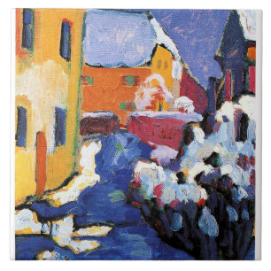 Kandinsky - Kerkhof en pastorie in Kochel Tegeltje