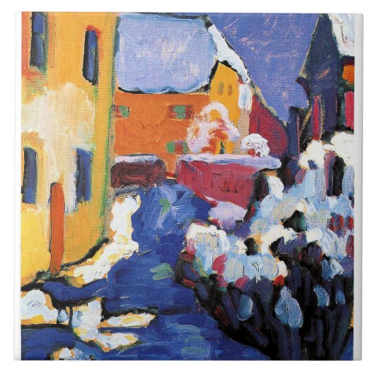 Kandinsky - Kerkhof en pastorie in Kochel Tegeltje (Voorkant)