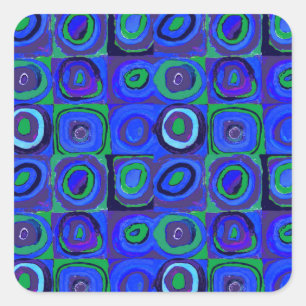 Kandinsky Kleuronderzoek Blauwe Vierkanten Cirkel Vierkante Sticker