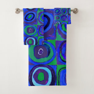 Kandinsky Kleuronderzoek Blauwe Vierkanten Vierkan Bad Handdoek