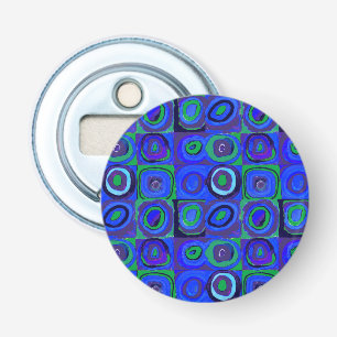 Kandinsky Kleuronderzoek Blauwe Vierkanten Vierkan Button Flesopener