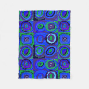 Kandinsky Kleuronderzoek Blauwe Vierkanten Vierkan Fleece Deken