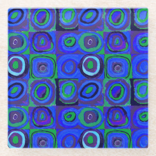Kandinsky Kleuronderzoek Blauwe Vierkanten Vierkan Glazen Onderzetter