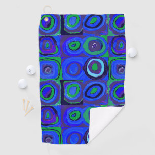 Kandinsky Kleuronderzoek Blauwe Vierkanten Vierkan Golfhanddoek