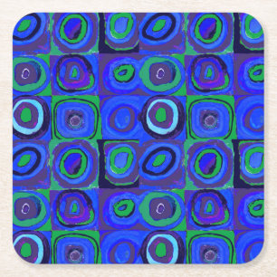 Kandinsky Kleuronderzoek Blauwe Vierkanten Vierkan Kartonnen Onderzetters