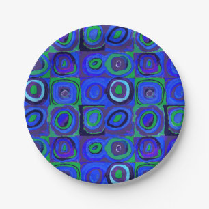 Kandinsky Kleuronderzoek Blauwe Vierkanten Vierkan Papieren Bordje