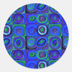 Kandinsky Kleuronderzoek Blauwe Vierkanten Vierkan Ronde Sticker