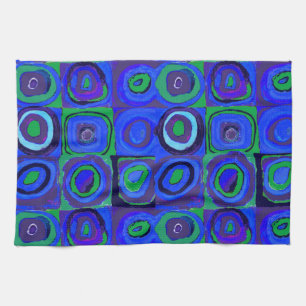 Kandinsky Kleuronderzoek Blauwe Vierkanten Vierkan Theedoek