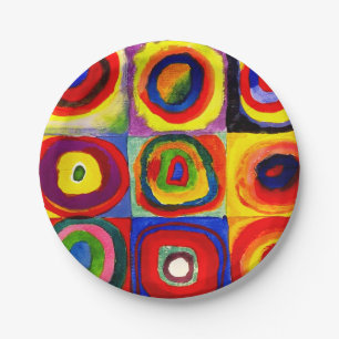 Kandinsky Kleuronderzoek Vierkanten Cirkel Kunst Papieren Bordje