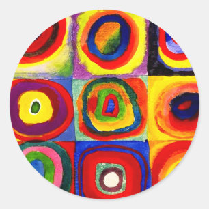 Kandinsky Kleuronderzoek Vierkanten Cirkels Kunst  Ronde Sticker
